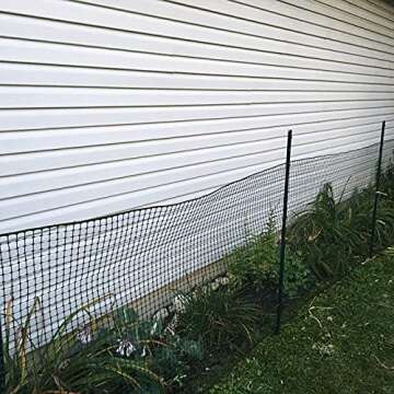 BOEN Garden Fence Temporary Barrier Outdoor Fence for Dog, Rabbit or Deer, Garden Netting Plastic Mesh Plant Protection (40" x 25', Black)