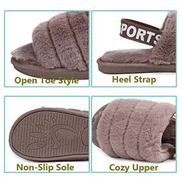 Womens Fuzzy Fluffy Sandals Cozy Indoor Slippers