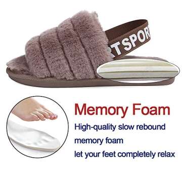 Womens Fuzzy Fluffy Sandals Cozy Indoor Slippers