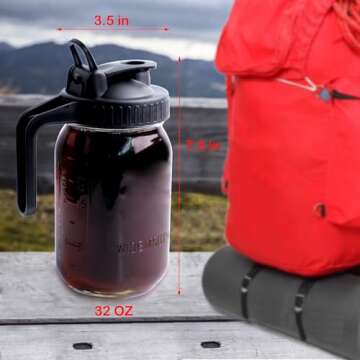 Cold Brew Mason Jar Coffee Maker 32 OZ Wide Mouth Cold Brew Pitcher With Coffee Filter For Coffee, Iced Tea, Sun Tea, Lemonade