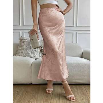 Zeagoo Womans Satin Skirts Midi Dress Causal Midi Skirts High Waist