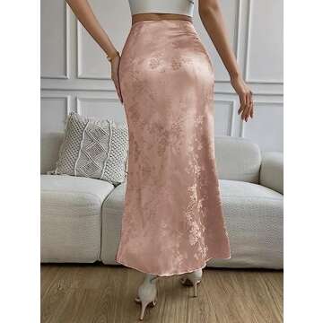 Zeagoo Womans Satin Skirts Midi Dress Causal Midi Skirts High Waist