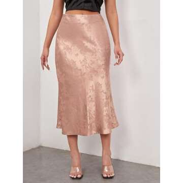 Zeagoo Womans Satin Skirts Midi Dress Causal Midi Skirts High Waist