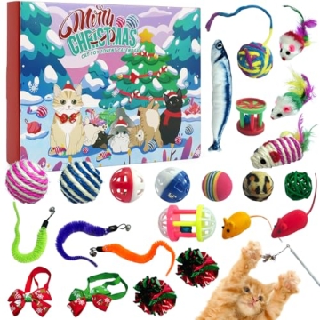 Christmas Cat Toy Advent Calendar 2024 - 24 Treats for Your Feline Friend