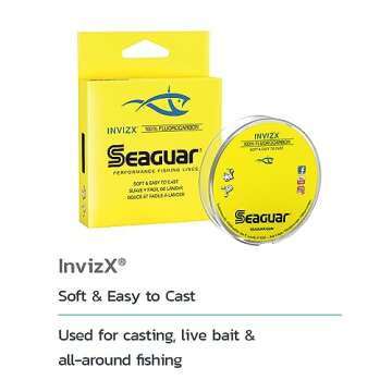 Seaguar Invizx Freshwater 100% Fluorocarbon Fishing Line 4lbs, 200yds Break Strength/Length - 04VZ20...