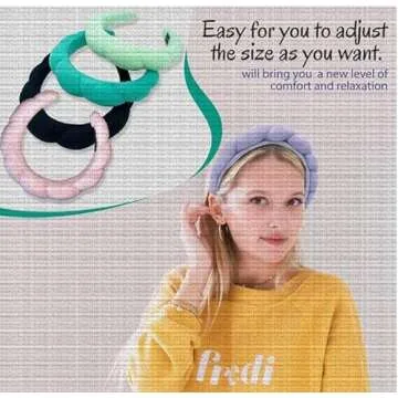 Mimi and Co Spa Headband for Women - Sponge & Terry Towel Cloth Fabric Head Band for Skincare, Face Washing, Makeup Removal, Shower, Facial Mask - Soft & Absorbent Material, Hair Accessories - Black