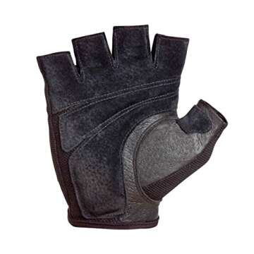 Harbinger Power Non-Wristwrap Workout Weightlifting Gloves with StretchBack Mesh and Leather Palm (Pair) Black Medium (Fits 7.5 - 8 Inches)