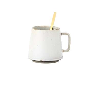 Retro Style Coffee Teacup With Wooden Saucer Set, Rustic Stoneware Ceramic Coffee Mug 12 Oz,Handmade...