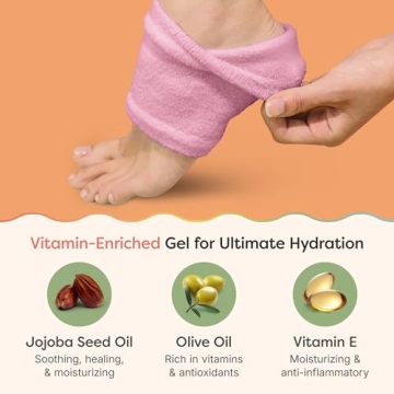 ZenToes Moisturizing Sleep Socks with Vitamin E, Olive Oil and Jojoba Seed Oil to Soften and Hydrate Dry Cracked Heels (Fuzzy Pink, Regular)