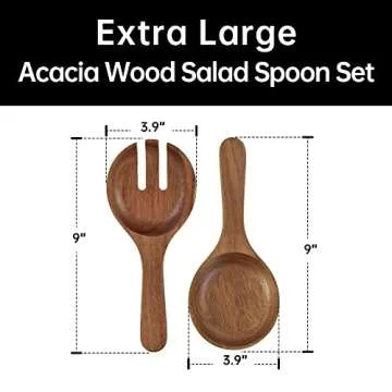 KITEISCAT Extra Large Elegant Ceramic Oval Salad Bowl Set with Premium Acacia Wood Salad Serving Utensils - Large Capacity, Stylish and Practical, Kitchen Must-Have