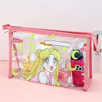 NDLKDOZI Moon Sailor Clear Makeup Bags, Kawaii Makeup Bag Organizer for Valentine's Day gift, Clear ...