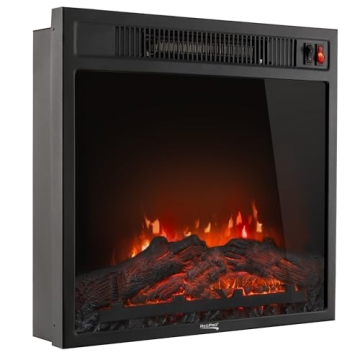 RecPro RV 18" Recessed Electric Fireplace | Glass with Log View | 110-120 Volt | Power On/Off Switch...