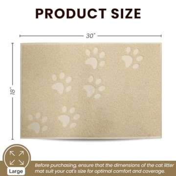 Andalus Large Cat Litter Mat, Pack of 1 - Waterproof, Non-Slip & Easy to Clean Cat Litter Box Mat fo...