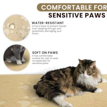 Andalus Large Cat Litter Mat, Pack of 1 - Waterproof, Non-Slip & Easy to Clean Cat Litter Box Mat for Extra Efficient Pet Litter-Trapping, Beige (30” X 18”)