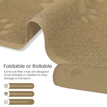 Andalus Large Cat Litter Mat, Pack of 1 - Waterproof, Non-Slip & Easy to Clean Cat Litter Box Mat for Extra Efficient Pet Litter-Trapping, Beige (30” X 18”)