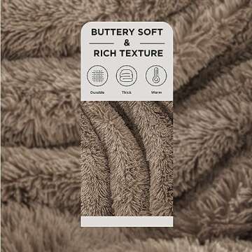 Bedsure Fluffy Brown Throw Blanket Gifts for Women, Men, Soft Fleece Cozy Fuzzy Sherpa Plush Warm Mi...