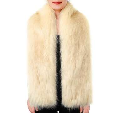 Dikoaina Women's Winter Fake Faux Fur Scarf Wrap Collar Shawl Shrug