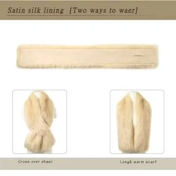 Dikoaina Women's Winter Fake Faux Fur Scarf Wrap Collar Shawl Shrug