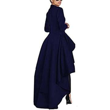 Kearia Women Ruffle High Low Asymmetrical Turtleneck Tops Blouse Shirt Dress