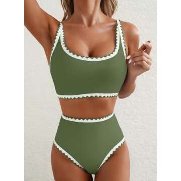 Herseas Women's Green Bikini Set - High Waisted Comfort