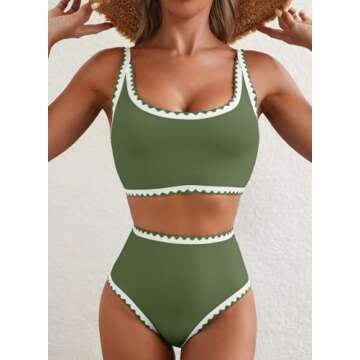 Herseas Women's Green Bikini Set - High Waisted Comfort