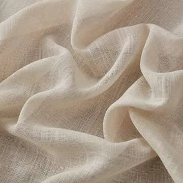 HLC.ME Abbey Faux Linen Textured Semi Sheer Privacy Light Filtering Transparent Grommet Short Thick Cafe Curtain Tiers for Small Windows, Kitchen & Basement, Set of 2 (35 W x 36 L, Beige)