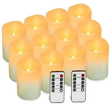 Hausware 12-Piece Battery Operated Real Wax Flameless Candle Set with Remote and Timer