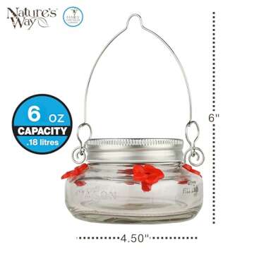 Nature's Way Mason Jar Hummingbird Feeder for Easy Enjoyment