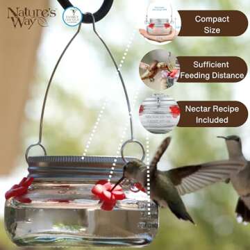 Nature's Way Mason Jar Hummingbird Feeder for Easy Enjoyment