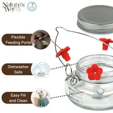 Nature's Way Mason Jar Hummingbird Feeder for Easy Enjoyment