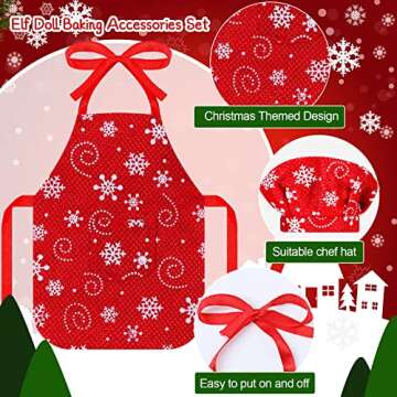 Christmas Elf Accessories Mini Elf Doll Baker Outfit Set Include Apron Hats Rolling Pin Egg Cookie T...