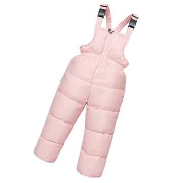 ZOEREA 2 Piece Unisex Kids Girls Snowsuit Hooded Puffer Jacket Snow Pants Pink, Label S/Age 6-12 months