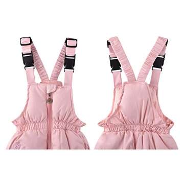ZOEREA 2 Piece Unisex Kids Girls Snowsuit Hooded Puffer Jacket Snow Pants Pink, Label S/Age 6-12 months