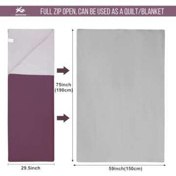 WERTYCITY Warm Weather Sleeping Bag - Portable Waterproof Compact Lightweight, Packable for Kids, Teens Adults Camping Backpacking Hiking, Spring Summer Fall(Wine Red)