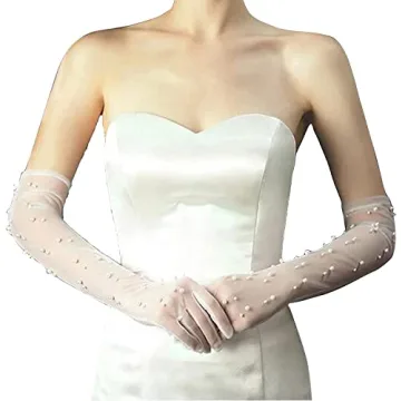 Elegant 21" Tulle Long Wedding Bridal Gloves for Parties