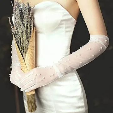 Elegant 21" Tulle Long Wedding Bridal Gloves for Parties