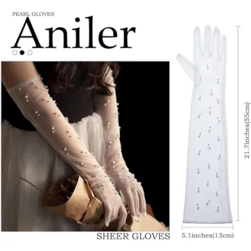 Elegant 21" Tulle Long Wedding Bridal Gloves for Parties