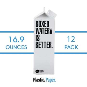 Boxed Water 16.9 oz. (12 Pack) – Purified Drinking Water in 92% Plant- Based Boxes – 100% Recycl...