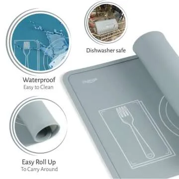 CHAMOS Montessori Placemat for Toddlers - Kids Silicone Mats for Dining Table - Set of 2 - Table Setting Learning (Rose and Grey)