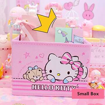 Kerr's Choice Collapsible Storage Bin Kitty Foldable Baskets | Kawaii Office Desk Organizer Room Dec...