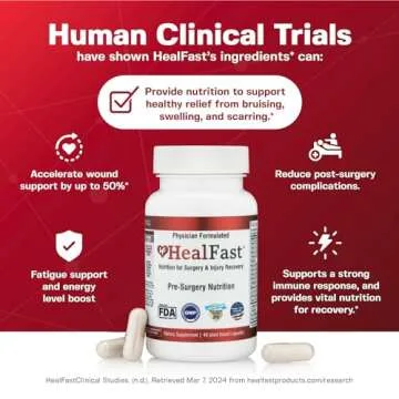 HealFast Surgery & Injury Recovery Supplement (Pre-Op): Quercetin, Probiotics Supplement for Wound, Liposuction, Tummy Tuck, and BBL Post Surgery Supplies