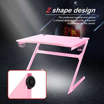 YIGOBUY Ergonomic Gaming Desk with Cup & Headphone Holder