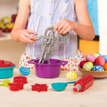 Battat – Pretend Cooking Set – Plastic Kitchen Toys – Play Dishes & Utensils-Toddler Cooking S...