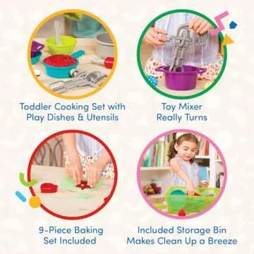 Battat Pretend Cooking Set for Kids - Colorful 21 Pcs