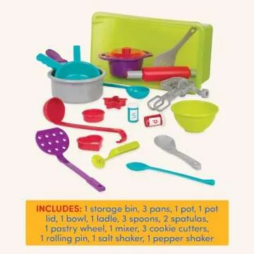 Battat Pretend Cooking Set for Kids - Colorful 21 Pcs