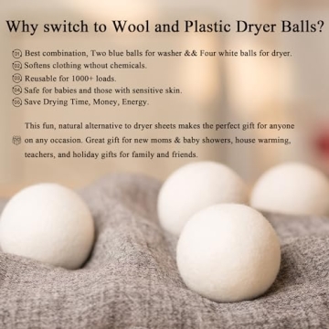 Loaddvni XL Wool and Plastic Dryer Balls - Eco-Friendly Laundry Solution