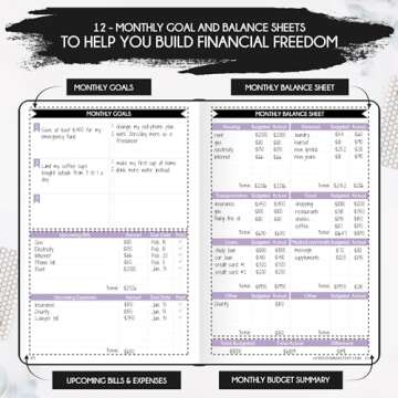 Budget Planner and Monthly Bill Organizer - Finance Planner, 12-Month Journey to Financial Freedom | Bill Payment Tracker Monthly Organizer, Money Saving & Expense Tracker | Undated Budgeting Journal