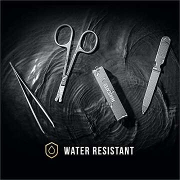 MANSCAPED® Shears 2.0 Tempered Stainless Steel Men's Nail Kit, Fingernail Clippers, Safety Scissors, Tweezers and Nail File, Travel Manicure Pedicure Set, 4-Piece Luxury Grooming Kit with Compact Case