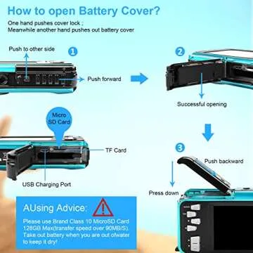 Kaisoon Tech Waterproof Camera 48MP Image 10FT Underwater Camera 2.7K Video Waterproof Digital Camera Underwater Video Camera for Snorkeling,Vacation（Blue）