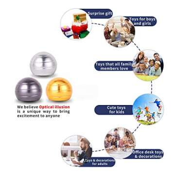 SIWAN-TOY Desk Fidget Toys Safe for Adults & Kids New Version Metal Stress Reliever Kinetic Spinning Ball Unique Physics Art Gadget for Office & Home Anti Anxiety ADHD Relief Autism Relief Relaxation (Gray)